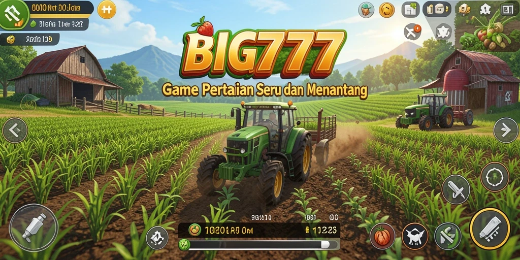 Screenshot BIG777 menampilkan grafik pertanian yang menarik dan gameplay interaktif.
