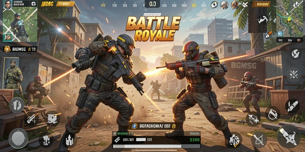 Menampilkan aksi epik dalam pertandingan Battle Royale BIGMSG.