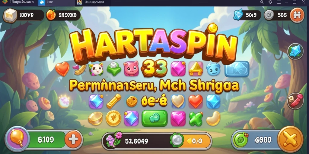 Tampilan gameplay HARTASPIN yang penuh warna dan menantang.