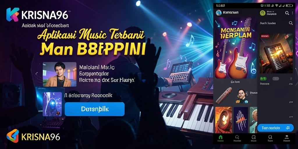 Tampilan screenshot utama KRISNA96 yang menampilkan keseruan bermain musik.