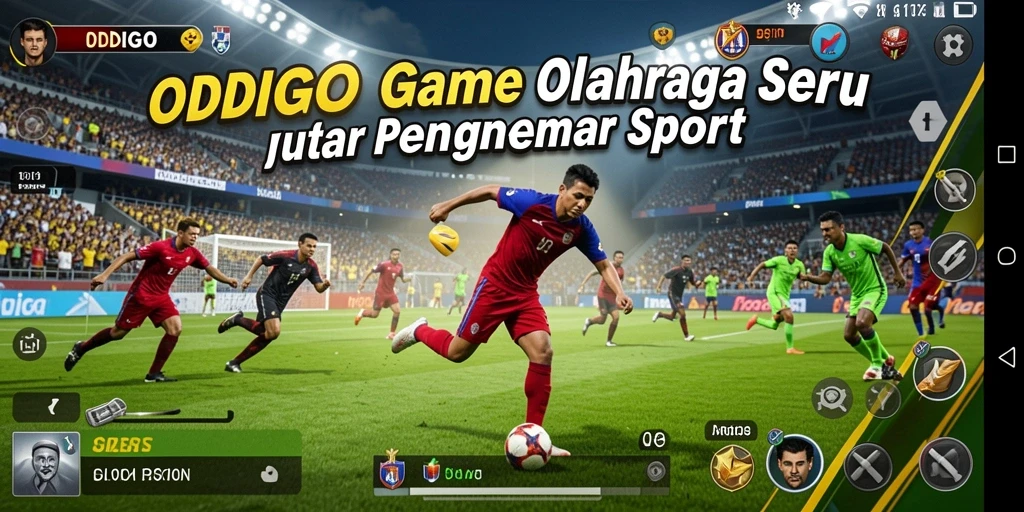 Tampilan gameplay seru dari ODDIGO yang menampilkan pertandingan aksi olahraga.