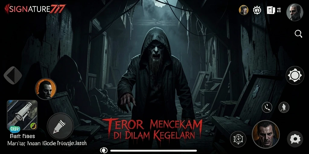 Screenshot menampilkan suasana mencekam dalam gameplay SIGNATURE77.
