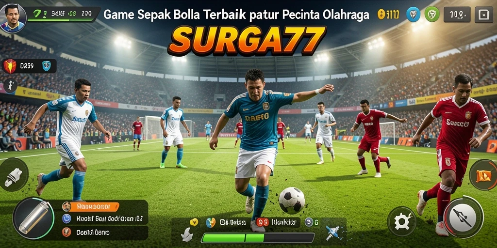 Tampilan gameplay seru dalam SURGA77 dengan aksi sepak bola yang mendebarkan.